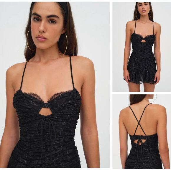 For Love And Lemons Dresses & Skirts - For Love & Lemons NWT Black Bette Lace Mini Dress size Large